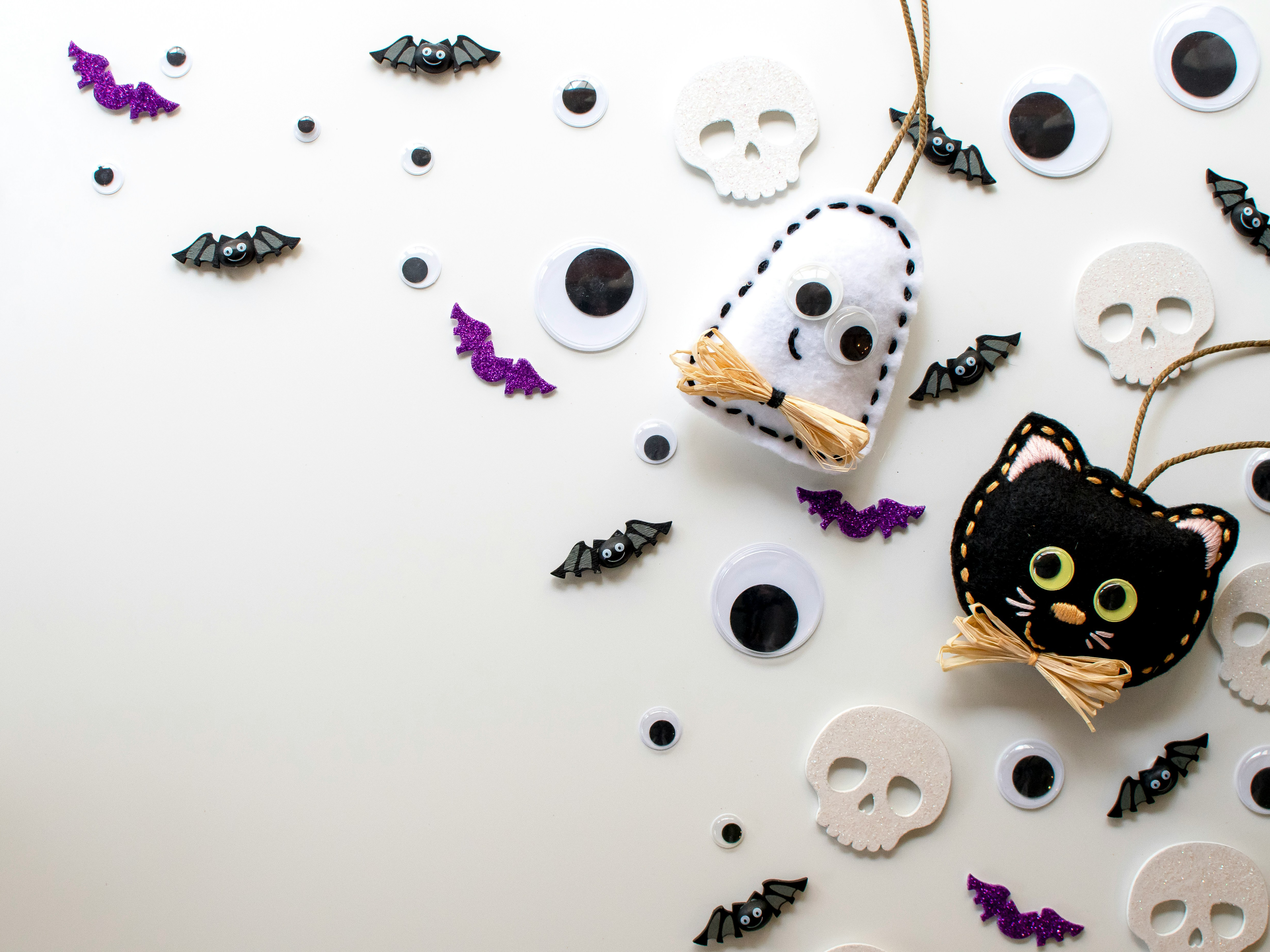 Fabric craft of cat, ghost and bats