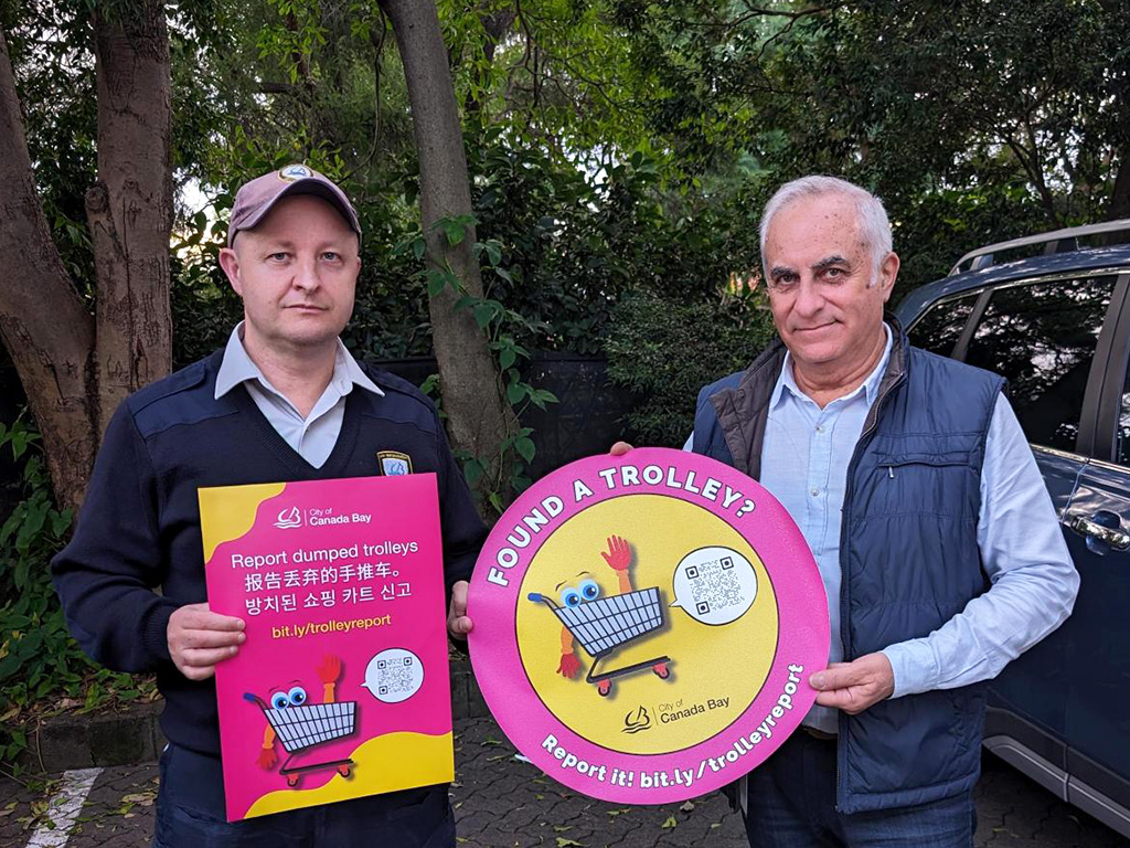 Mayor with LEO and trolley sticker