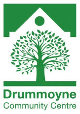 Drummoyne Community Centre logo with green abstracted motif of a tree