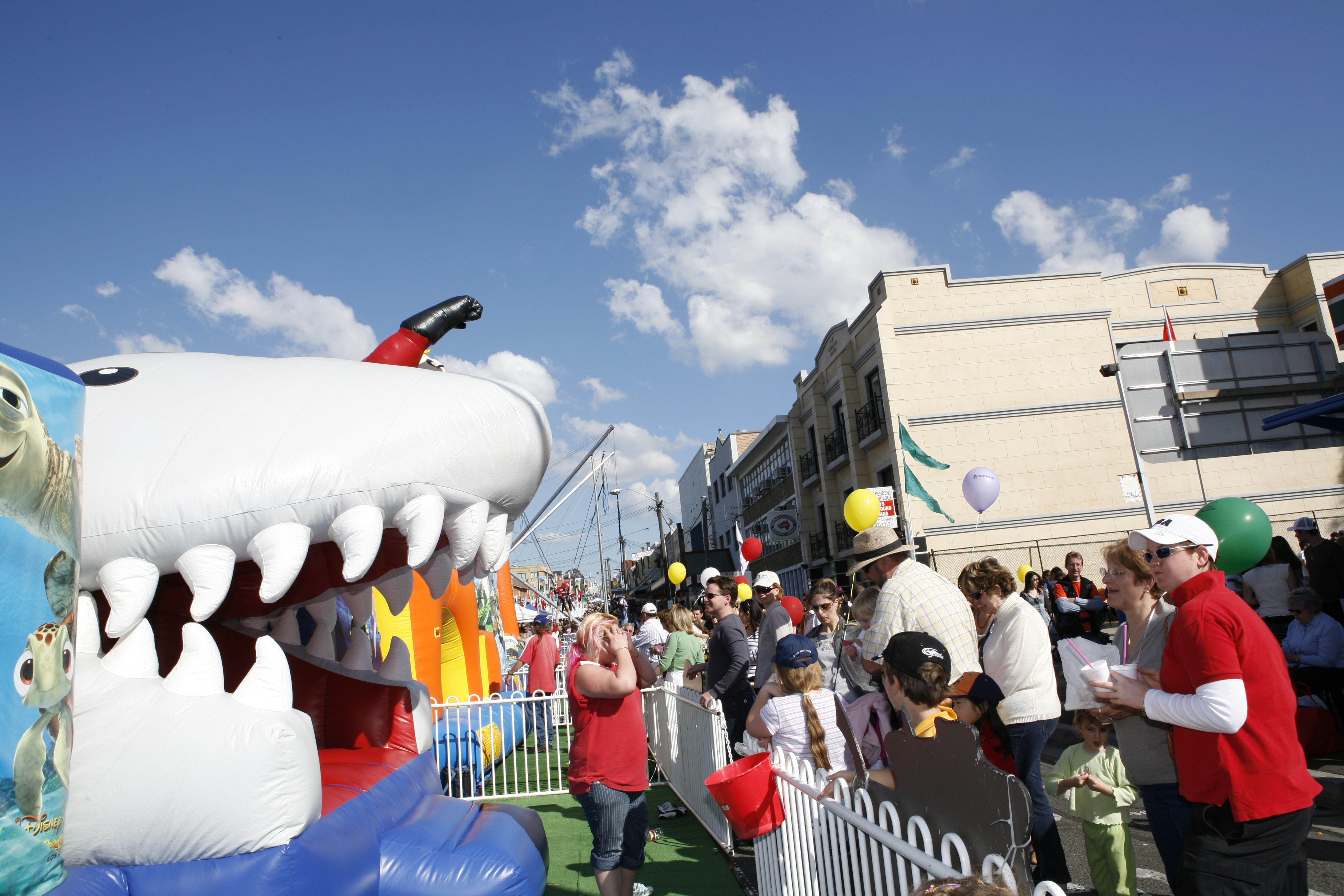 giant shark inflatable obstacle course