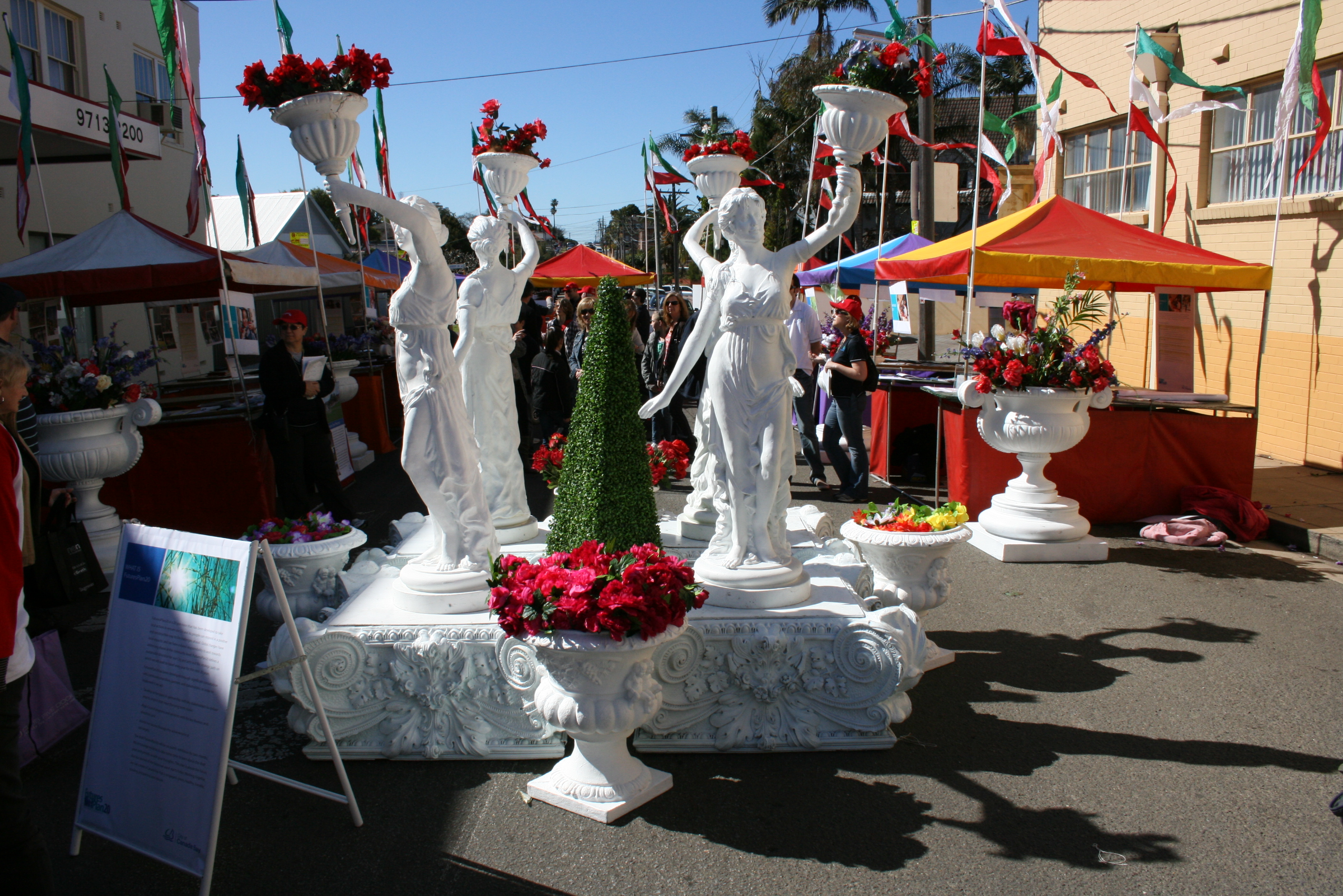Statue display and stalls