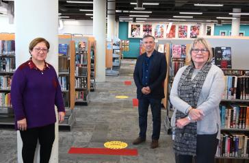 City of Canada Bay Mayor Angelo Tsirekas with Claude Broomhead and Lisa Benham from Five Dock Library