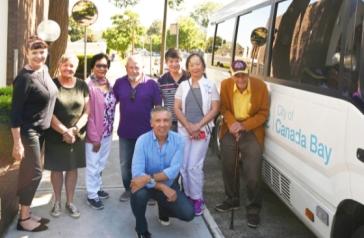 Mayor Angelo Tsirekas with seniors bus trips participants