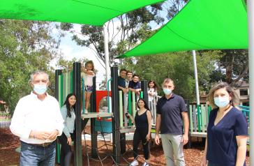 Mayor Angelo Tsirekas with local family at Henley Park Playground in Concord