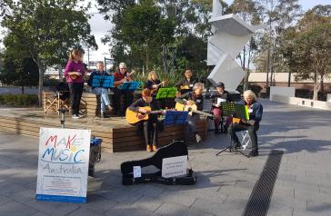 Band playing in Rhodes as part of Make Music Day