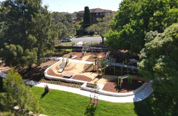 Aerial of Brett Park Playground in Drummoyne